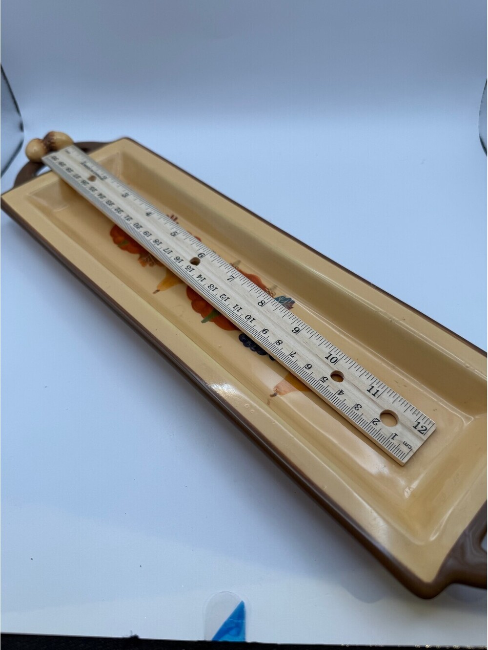 Harvest Ceramic Serving Tray Pumpkin Fruit Acorn Handles Fall Thanksgiving 12"